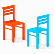 blue & orange chair representing discourse
