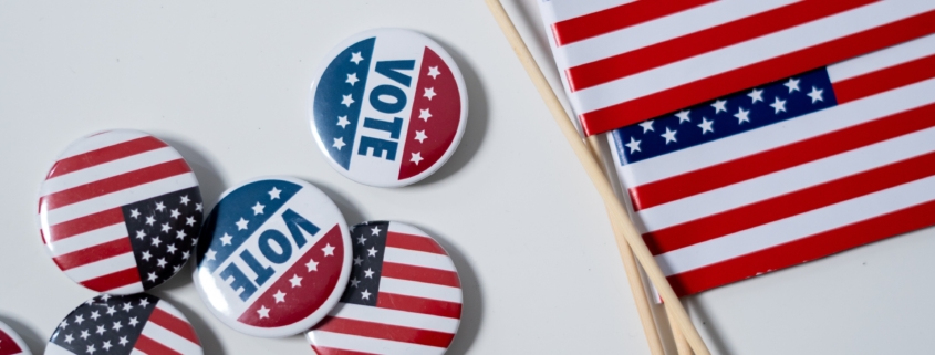 American Flags and Buttons for Voting